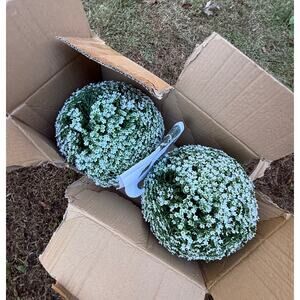 Brand New Wicker Park 2 Pack 11" Faux Flower Spheres Indoor Outdoor White